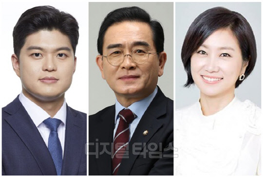 (왼쪽부터) 김용태 전 국민의힘 청년최고위원, 태영호 국민의힘 최고위원, 허은아 국민의힘 의원. <디지털타임스 DB>